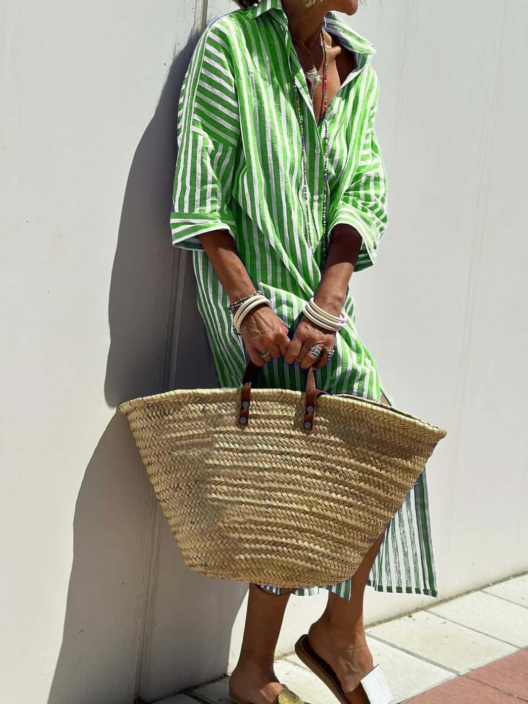 striped linen dress