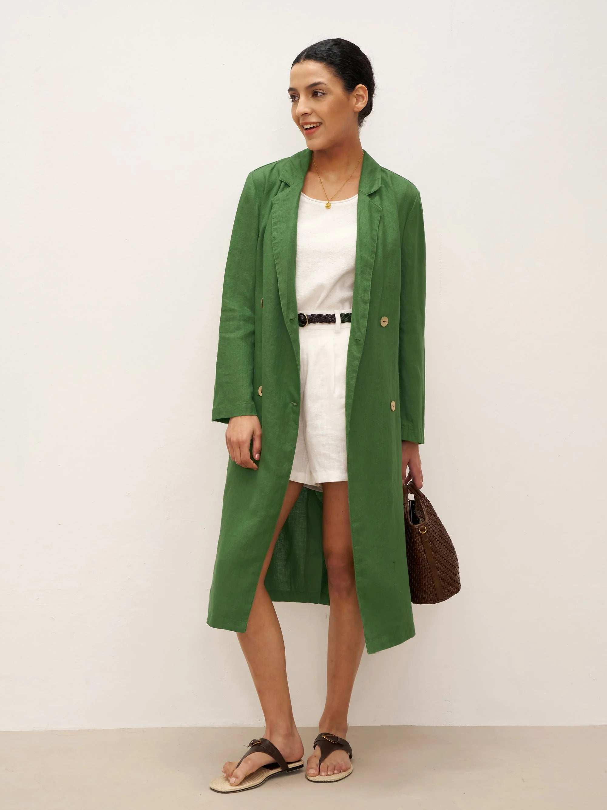 Trench Coat Gia - in Lino 100% - Un Look Raffinato e Chic