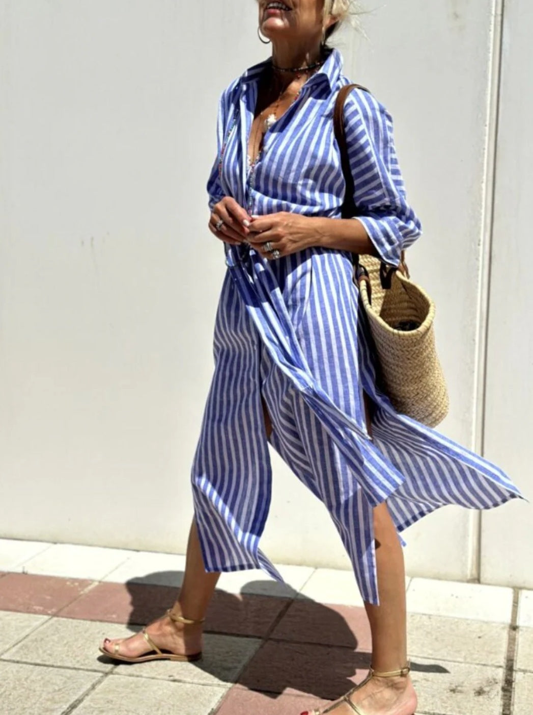 striped linen dress