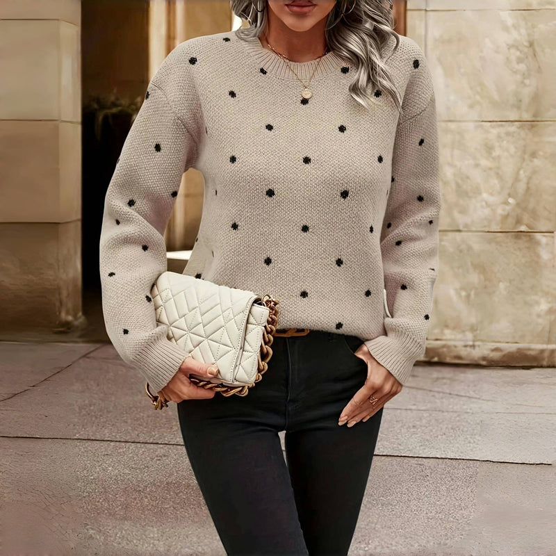 Knitted polka dot sweater