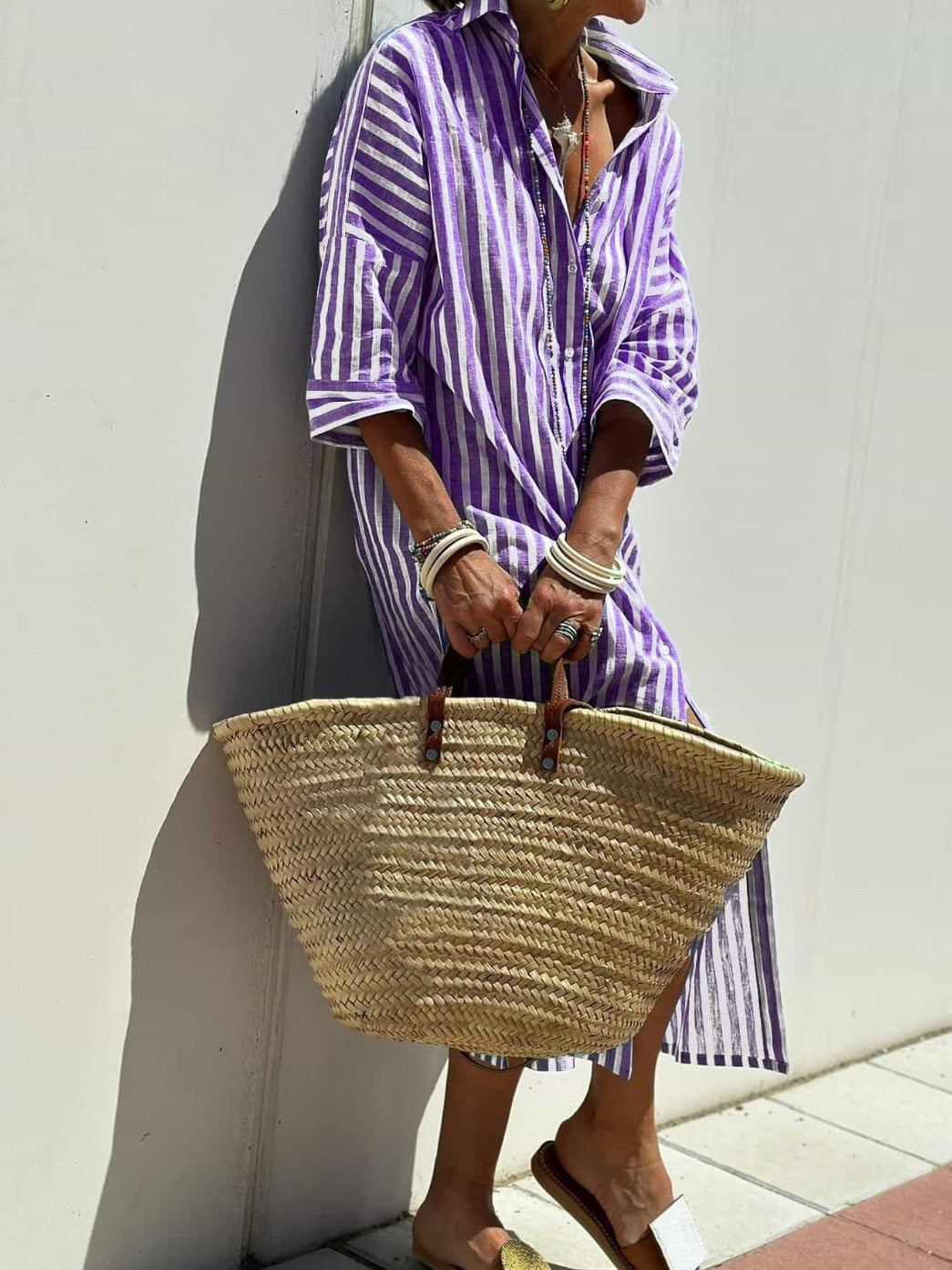 striped linen dress