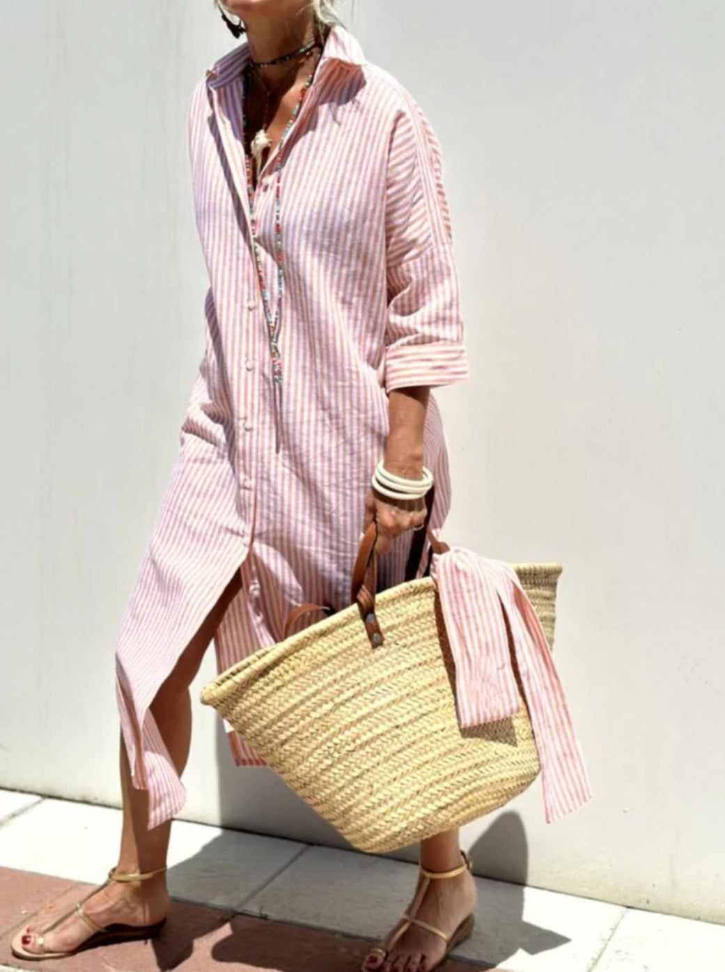 striped linen dress