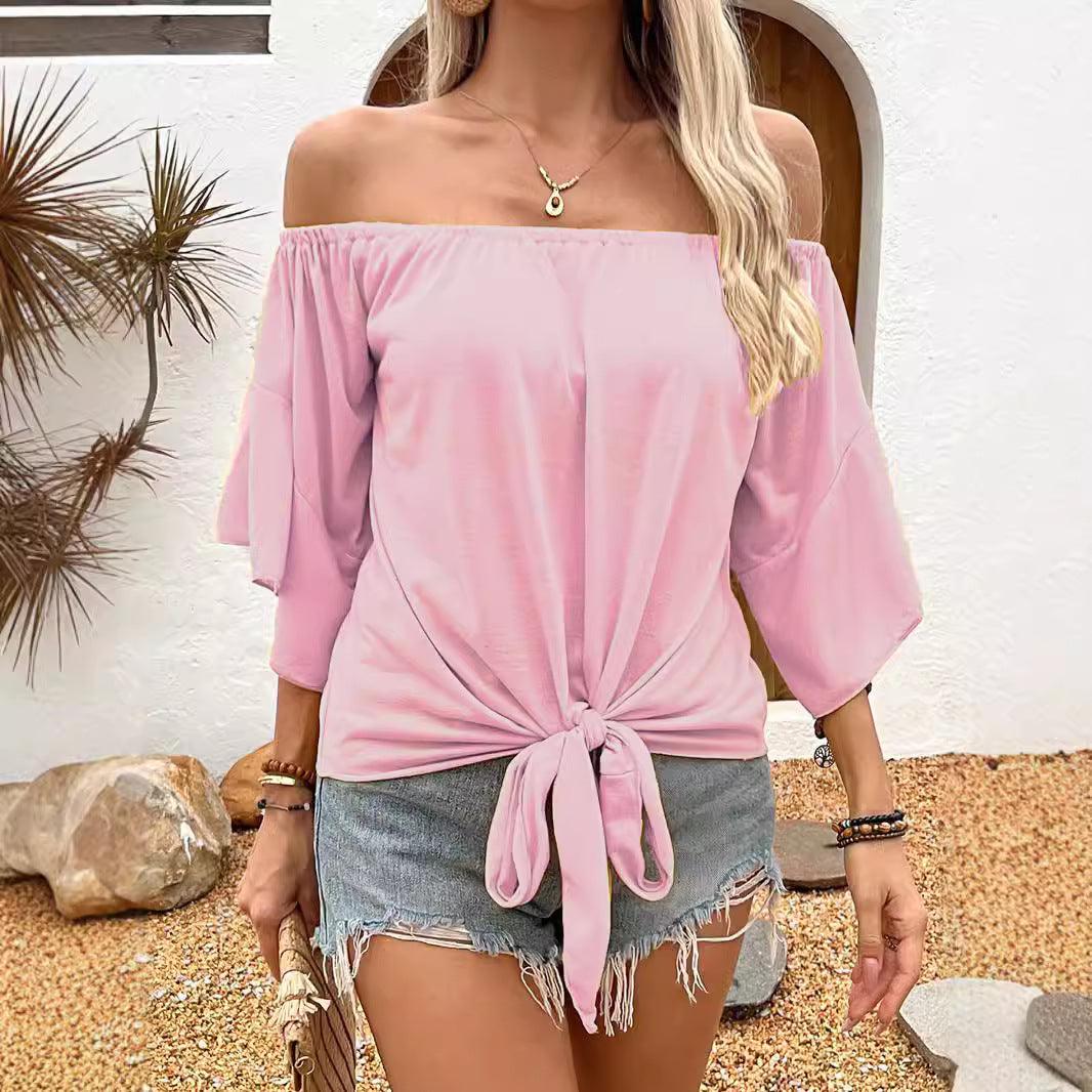 Top T-shirt casual senza spalle