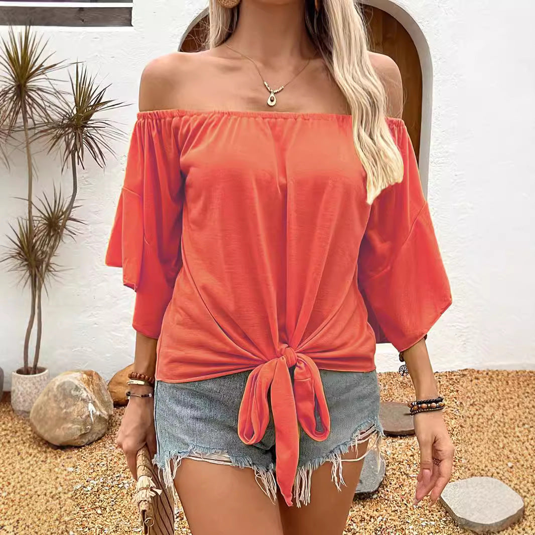 Top T-shirt casual senza spalle