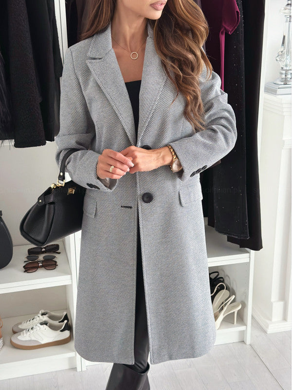 True - Double Rhine Buttons Collar Overcoats