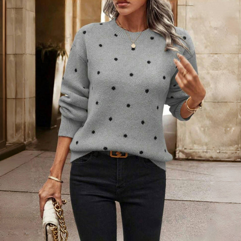 Knitted polka dot sweater