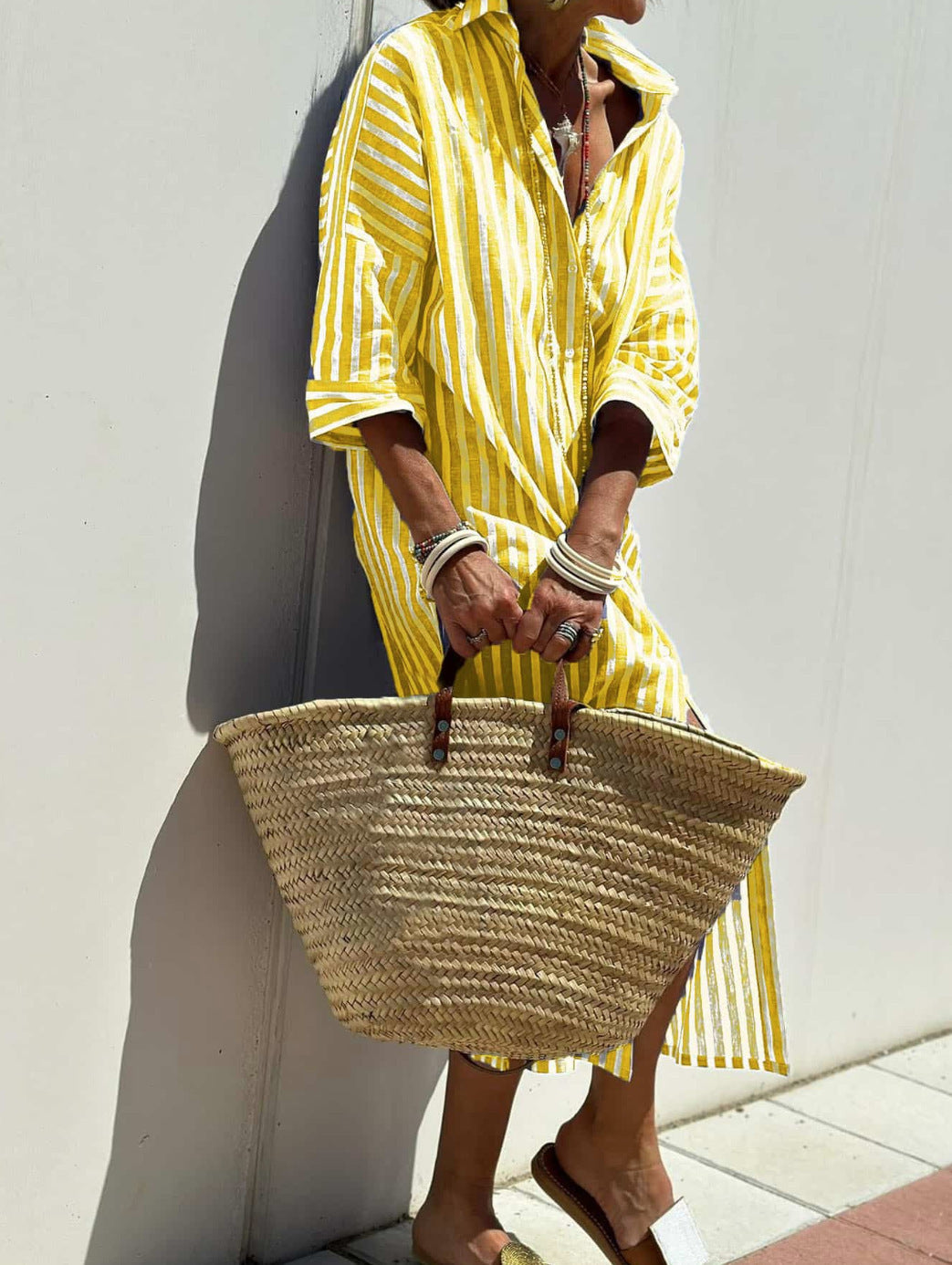 striped linen dress