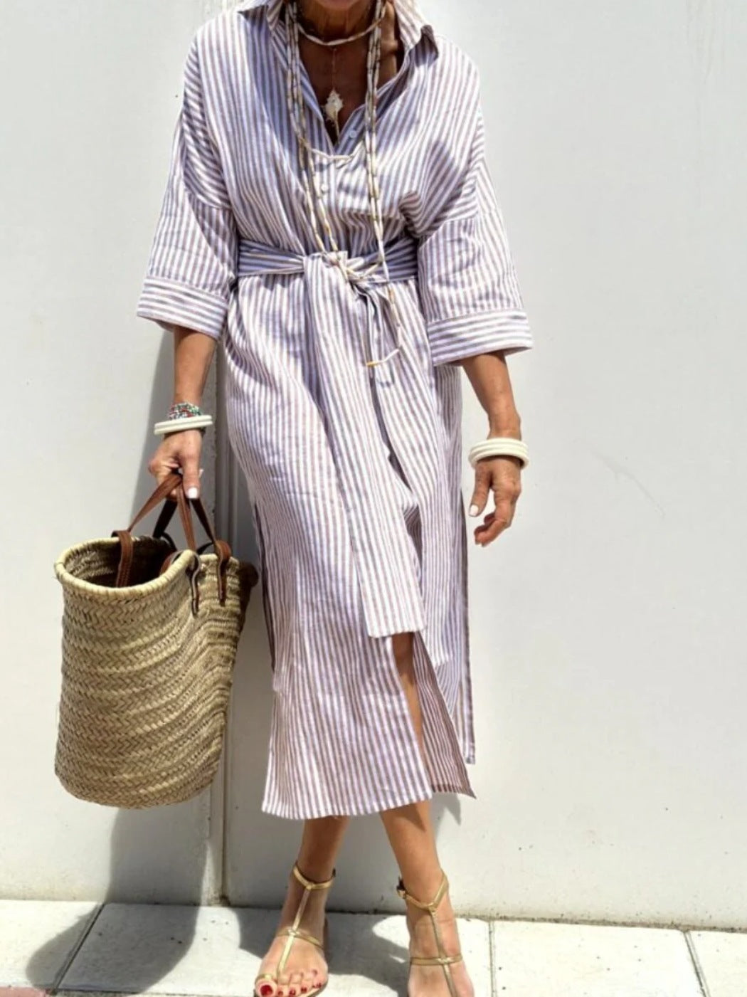 striped linen dress