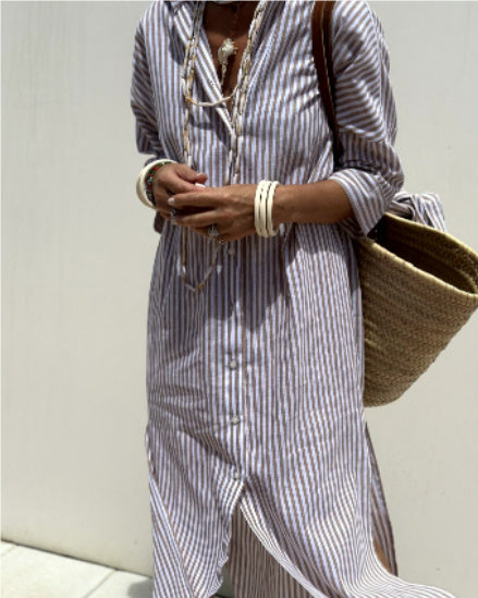 striped linen dress